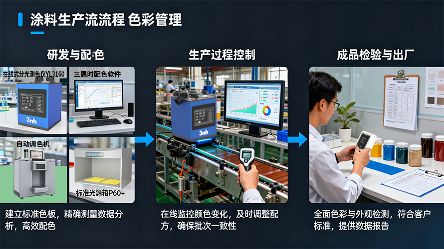 涂料生产全流程色彩管理示意图