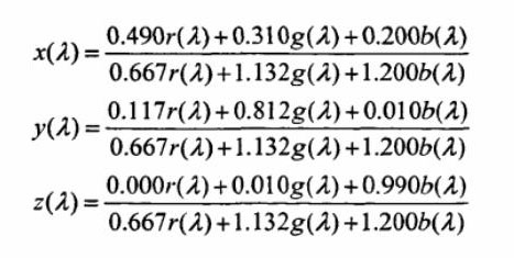 CIEXYZ颜色空间和CIERGB颜色空间转换关系
