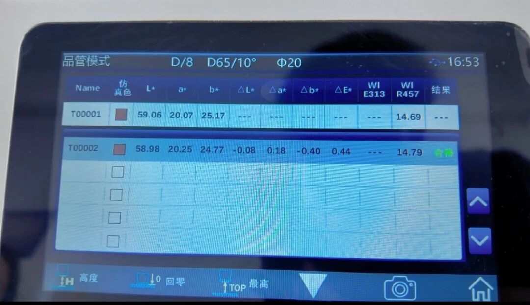 YL4660 品管模式直接给出 ΔE 与合格判定,偏差是否超差一目了然