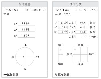 标样测量及试样记录